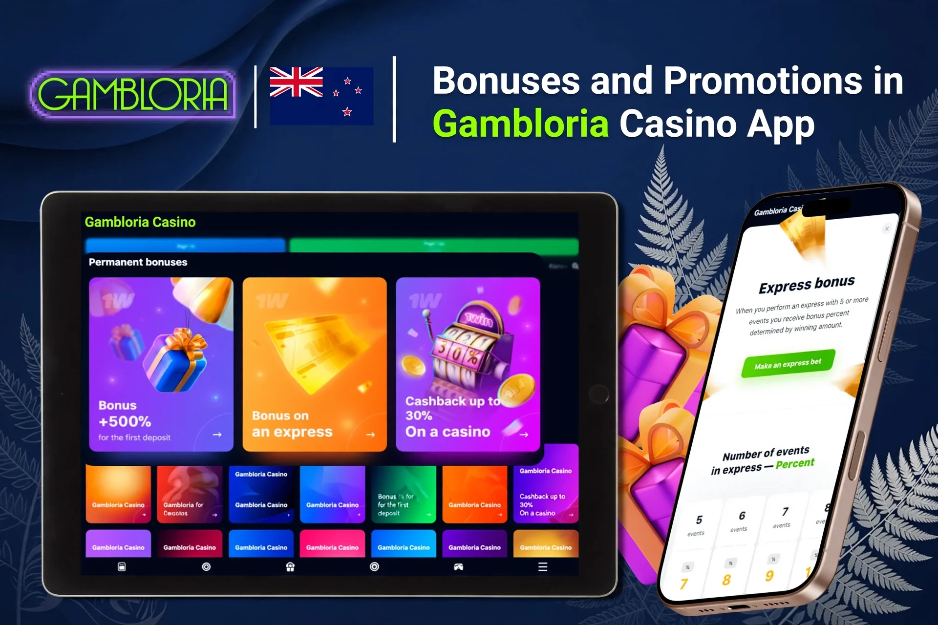Registration process on the Gambloria mobile app with social login options