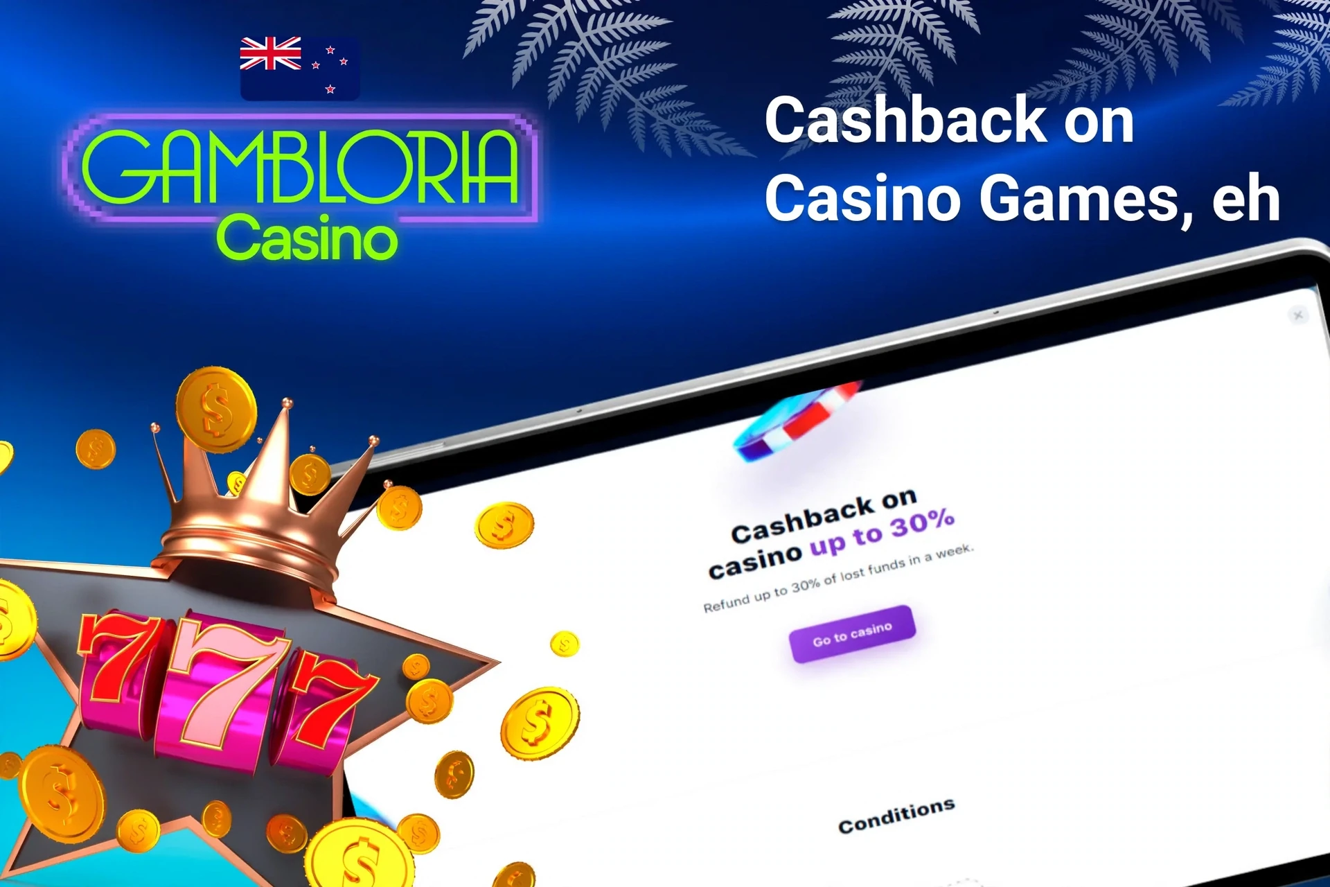 Mobile app with 1Win poker rakeback offer up to 50%, red dice, and playing cards
