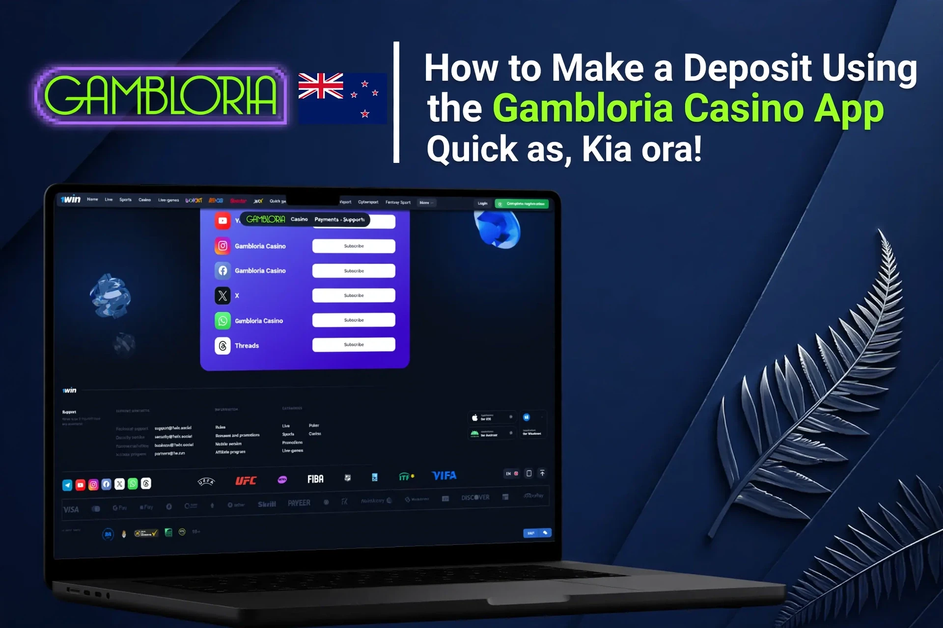 Registration process on the Gambloria Casino mobile app with social login options