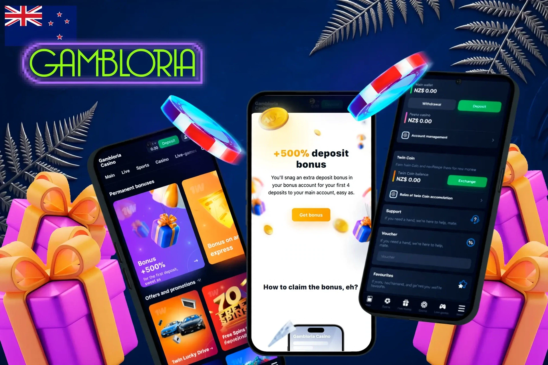 app showing instructions to claim a welcome deposit bonus on mobile with colorful gaming elements